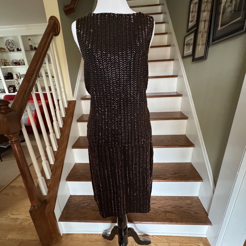 1980s Vintage Dana Buchman Beaded Chevron 2-Piece Sz S